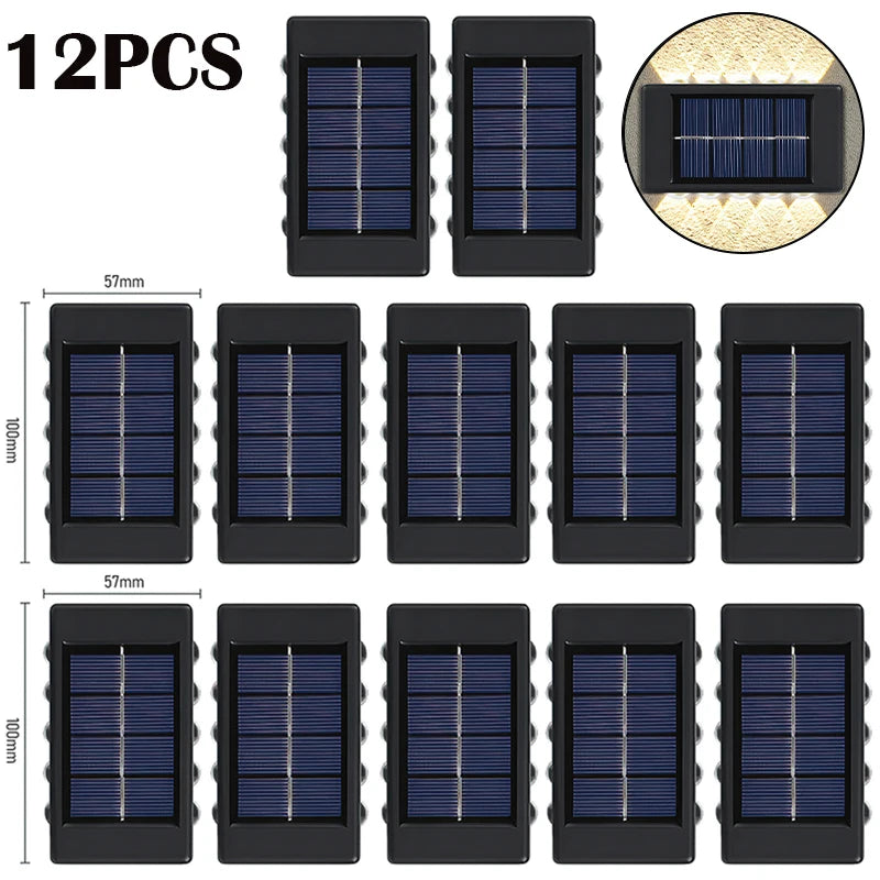 10 LED Solar Wandlamp Buiten Waterdicht Zonne-energie Licht Omhoog en Omlaag Verlicht Huis Tuin Veranda Tuindecoratie