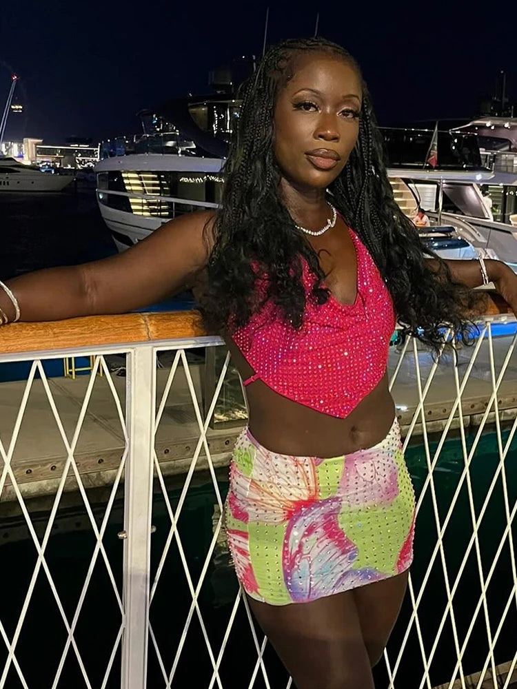 Strass luipaardprint rokken dames wilde basic wilde zomer trend Y2K hottie sexy skinny party clubwear mini bottom