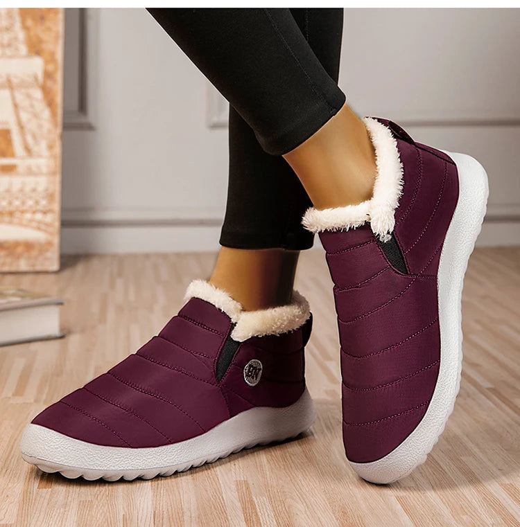 Men's Warm Snow Boots Plus Size Winter Boots Slip-On Waterproof Male Ankle Footwear & Working Shoes