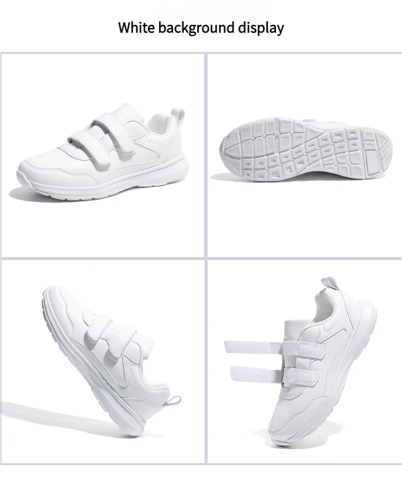 Student Sneakers Unisex White Shoes Magic Buckles Lightweight Couple Shoes for Sports School Dance Running