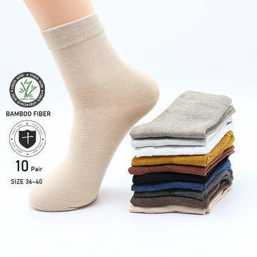 10 Pair Women's Bamboo Fibre Socks Harajuku Retro Solid Colour Casual Ladies Set Korean Style Female Socks