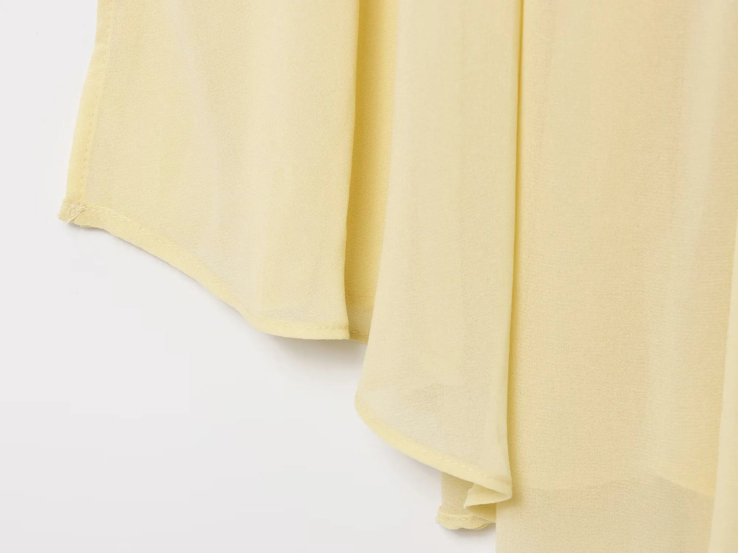 Elegant Yellow Chiffon Midi Skirt High Waist Drawstring Loose Fit Women's Summer Holiday Fashion A-Line Skirts