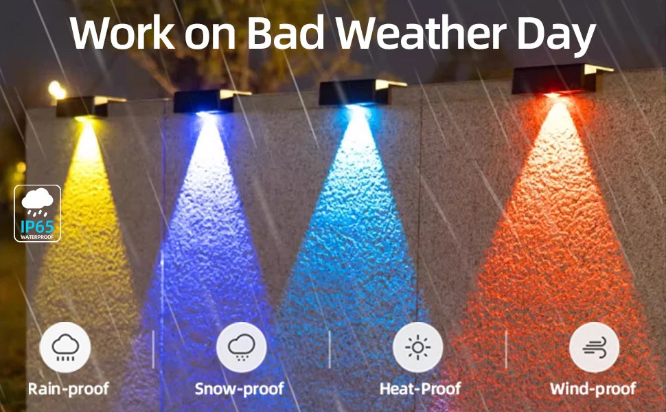 Solar Fence Light Outdoor RGB/Fixed Color Deck Light IP65 Waterproof Solar Outdoor Light for Garden Yard Railing Wall Step Patio