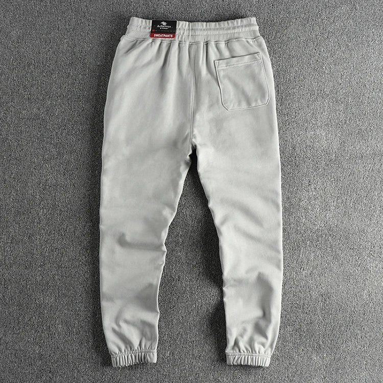 Herfst Amerikaanse Retro Terry Gebreide Borduurwerk Joggingbroek Heren Eenvoudige Elastische Taille Trekkoord Sport Casual Jeugd Losse Broek