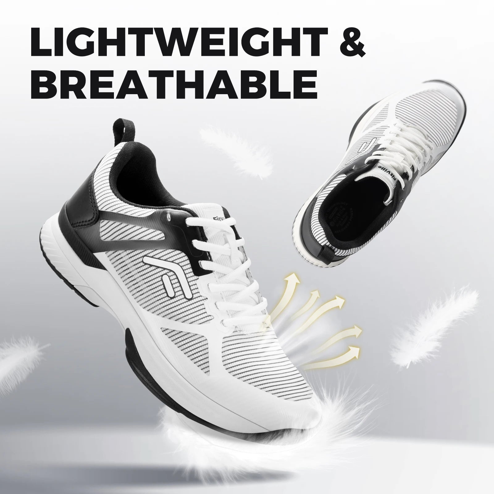 Men's Wide Pickleball And Full Court Tennis Sneakers with Arch Support - Lightweight Non-Slip Sports Shoe