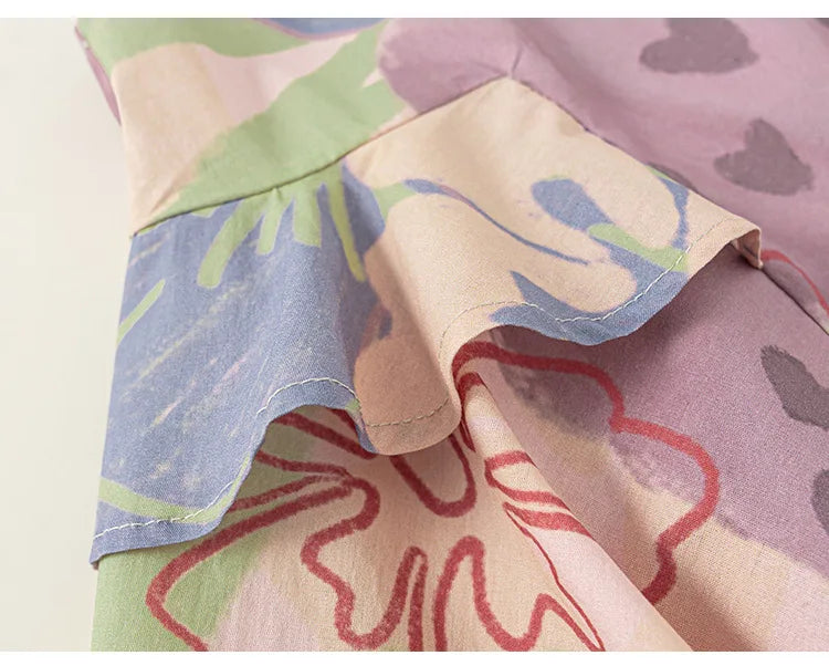 New Summer Girls Printing Dress Kids Cute Sleeveless Multi-Colour Dress Children Loose Thin Clothes 1-7T Girls