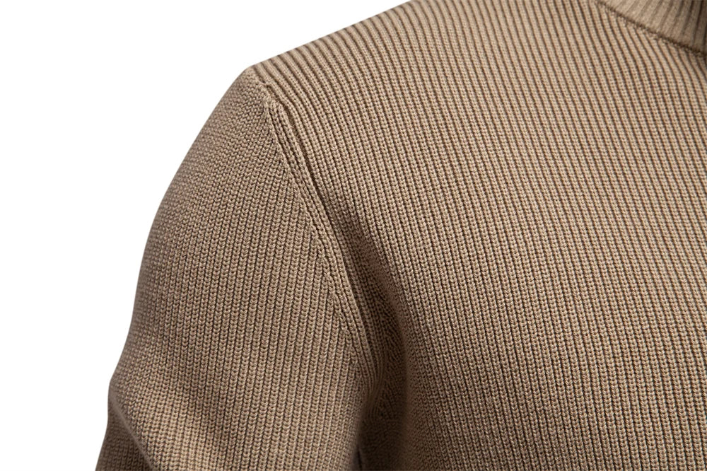 Men's Mock Neck Button-Up Cotton Pullover Sweaters Casual Social Knitted Turtleneck Autumn Winter Sweaters for Men