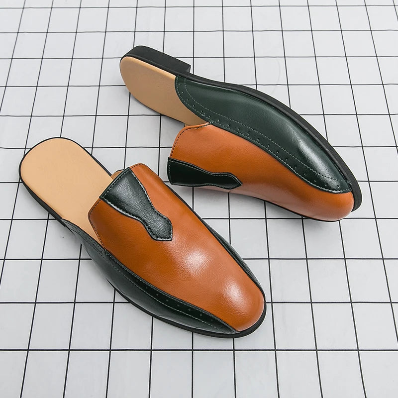 Youth Designer Summer Half Drag Shoes Breathable Men Slip-on Casual Loafers Flat Bottom Walking Slippers
