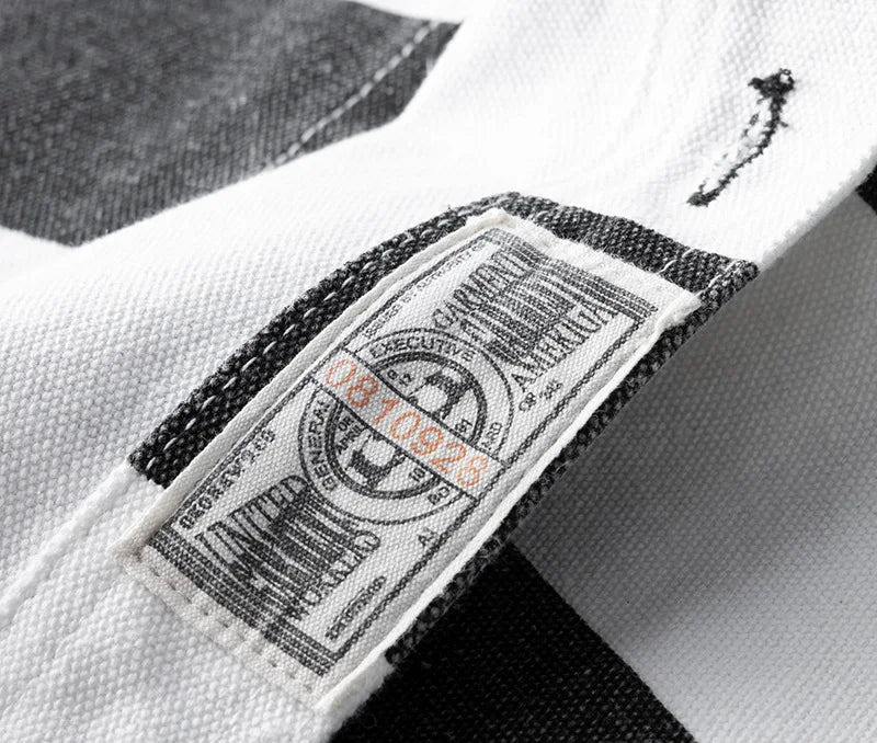 Herfst Nieuwe Amerikaanse Retro 16oz Zwaargewicht Gevangenis Gestreepte Jas Herenmode Puur Katoen Gewassen Dikke Canvas Motorjas