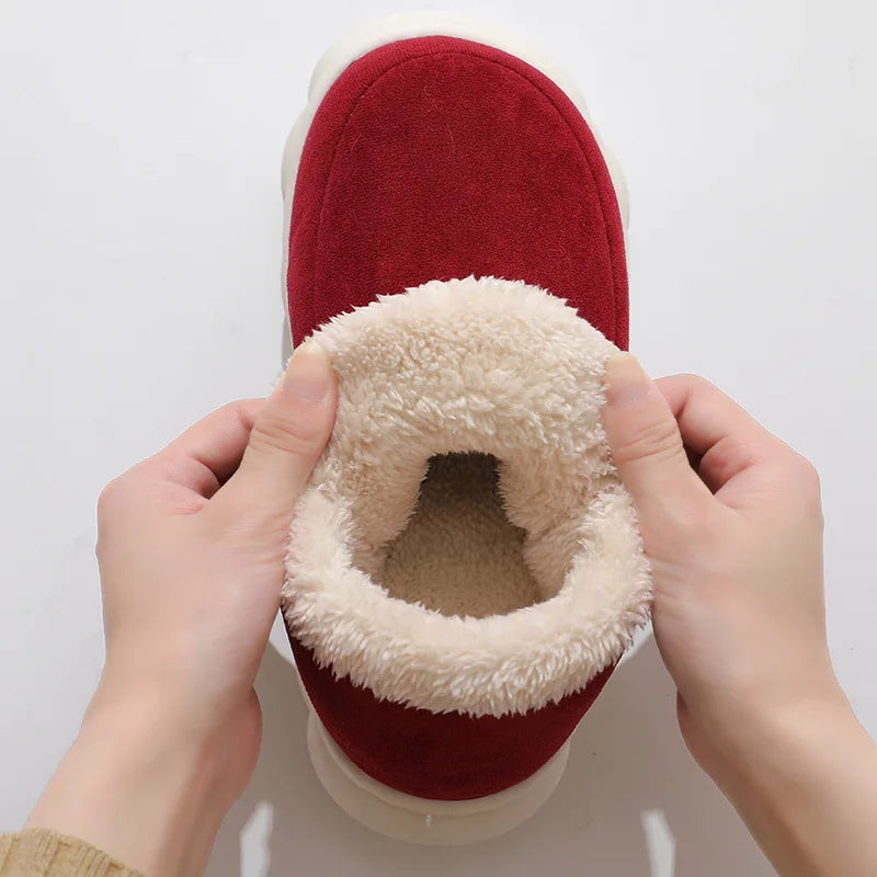 Men's Warm Fluffy Cotton Shoes Outdoor and Indoor Anti-Skid Fur Plush Male Winter Shoes With Soft Sole Fuzzy House Slippers