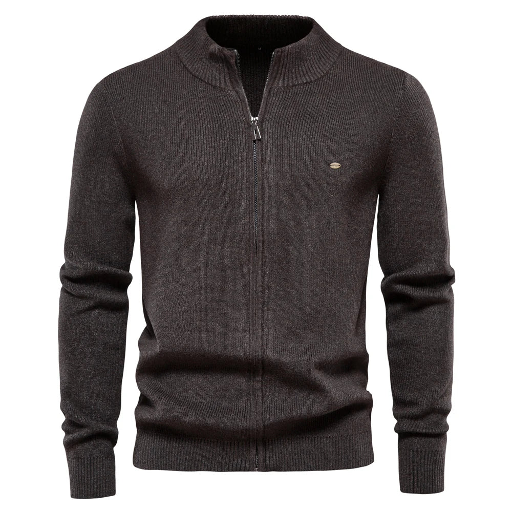 Men's Thickened Cardigan Solid Colour Zipper Basic Sweaters High Quality Winter Autumn Cardigan For Men