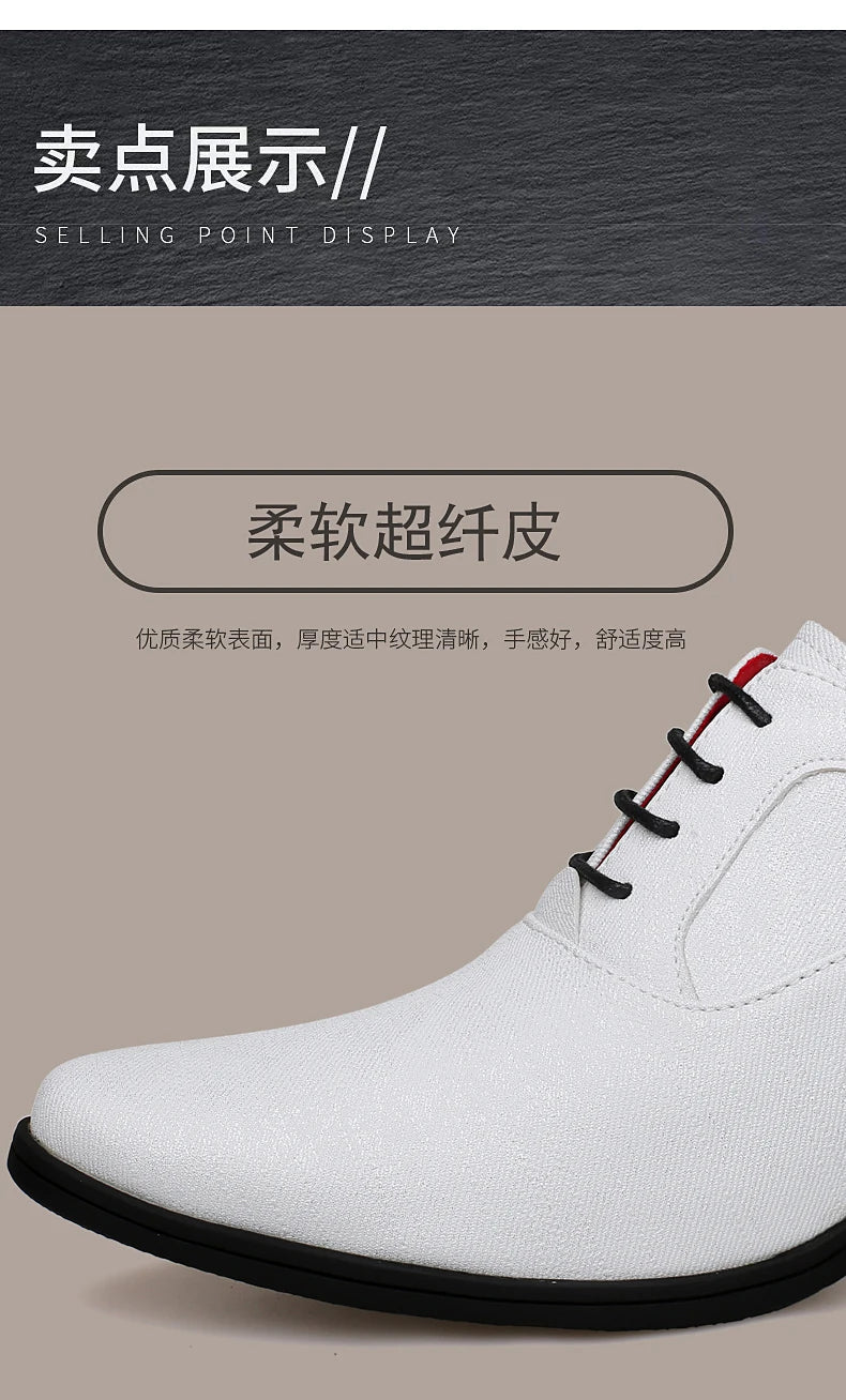European Style Men Retro Height Heel Formal Dress Oxfords Shoes Purple Gold Male Wedding Party Evening Dressing Shoes