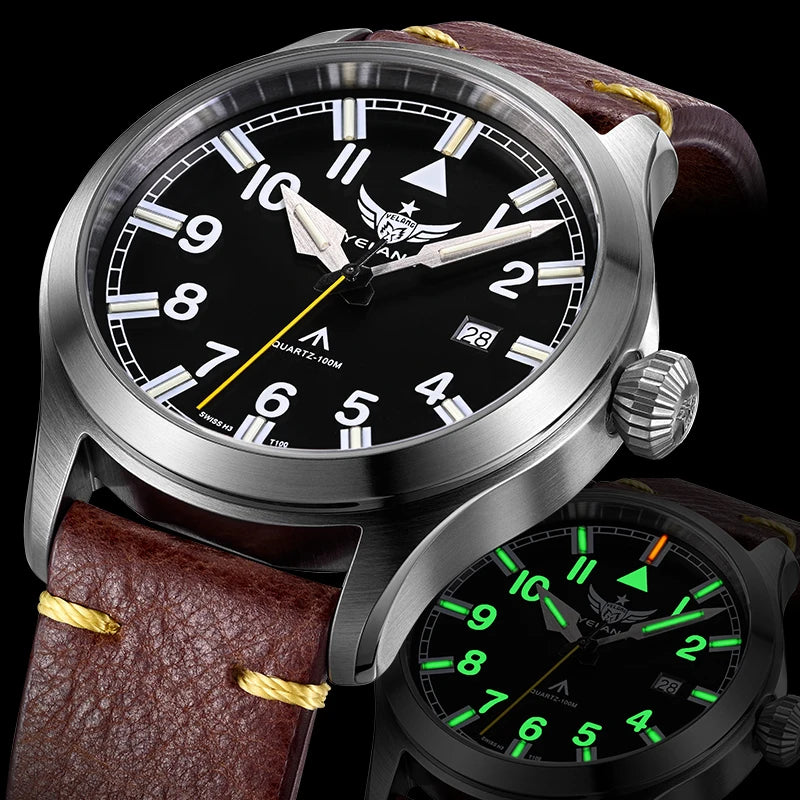 Yelang V1021 Men Quartz Watch 42mm Swiss Ronda Movement Luminous T100 100m Waterproof Men's Diving Watch 316L Stainless Sapphire