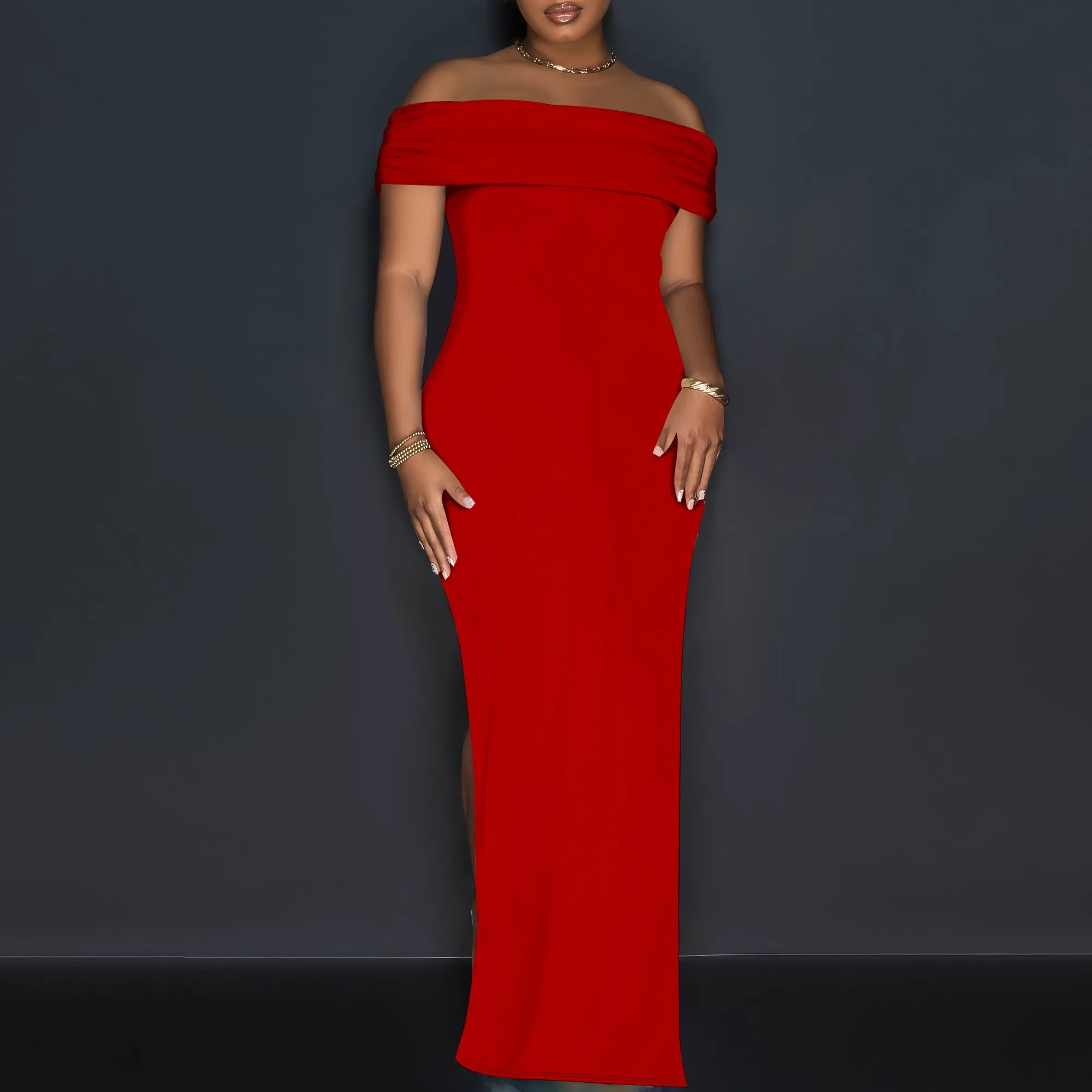 Women's Summer Sexy Bodycon Maxi Tube Dress Strapless Side Slit Long Going Out Casual Elegant Cocktail Party Dresses