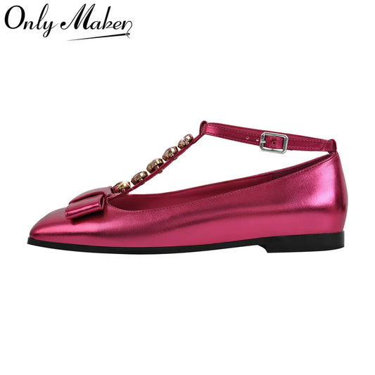 Woman Rose Red Elegent Slip On Flats Fashion Daily Elegant Crystal Flat Shoes
