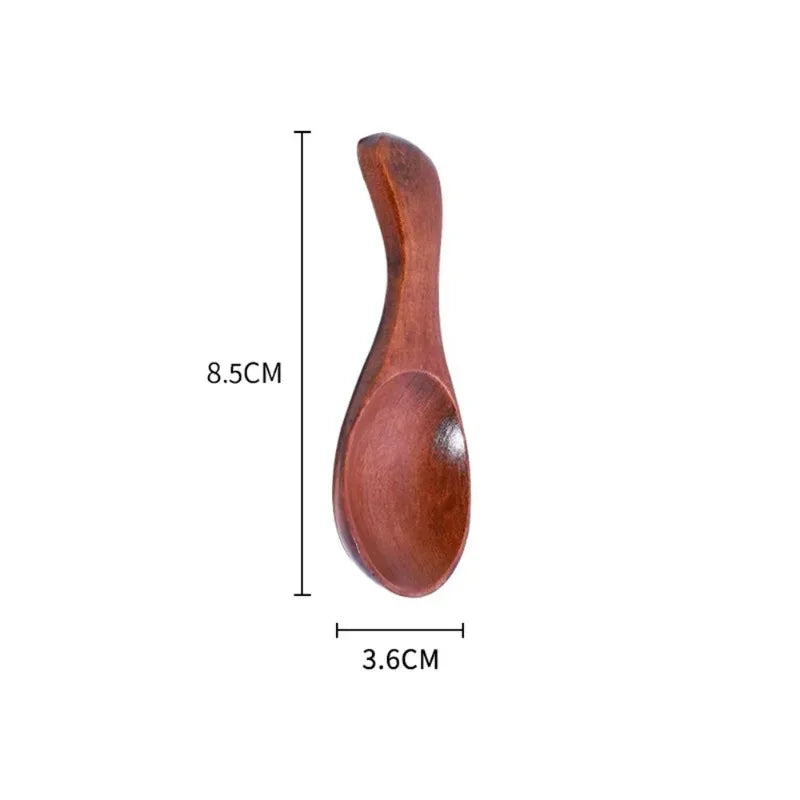 1/10Pcs Wood Soup Spoons Long Handle Coffee Milk Teaspoon Sugar Spice Condiment Scoops Kitchen Tableware Tools Wooden Spoon