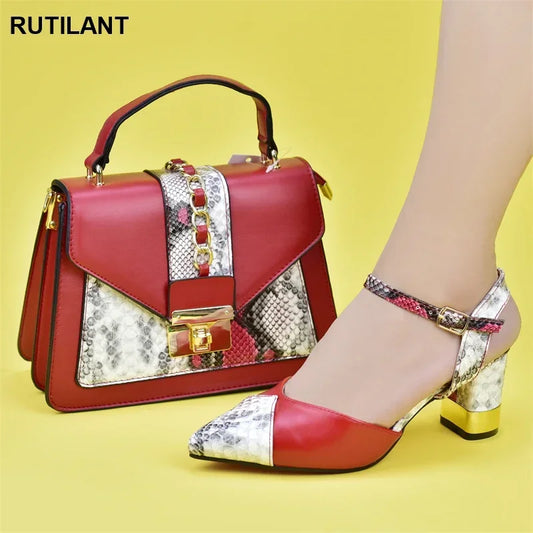 Women's Designers Italian Shoe and Bag Set for Nigerian Ladies' Luxury Party Shoes With Sexy High Heels