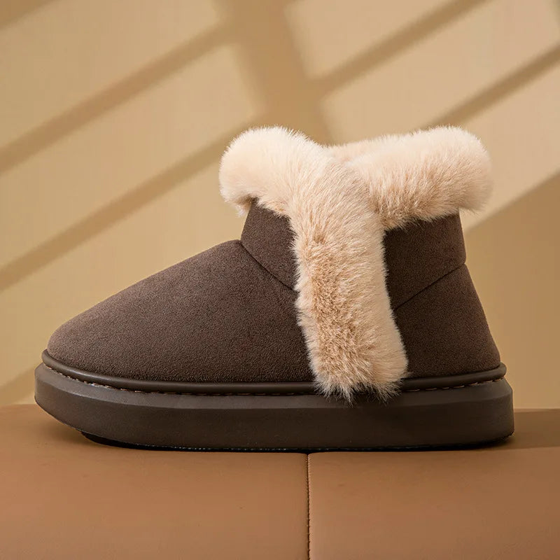 Women's Winter Warm Furry Snow Boots With Soft Plush Cosy Cotton Soft Bottom and Non-Slip Comfort Suitable For Home and Outdoor Use Ladies Shoes