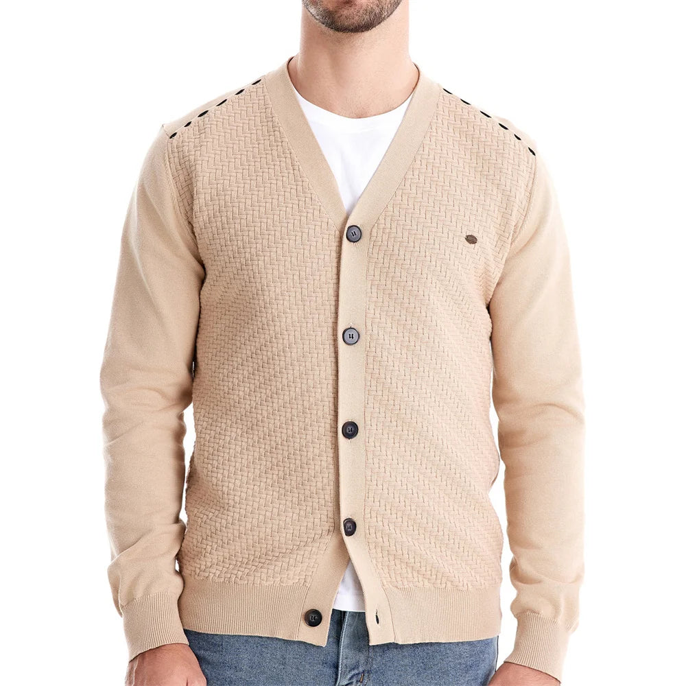 Men's V-Neck Button Up Cotton Cardigan Sweaters Casual Social Knitted Sweater Cardigans for Men