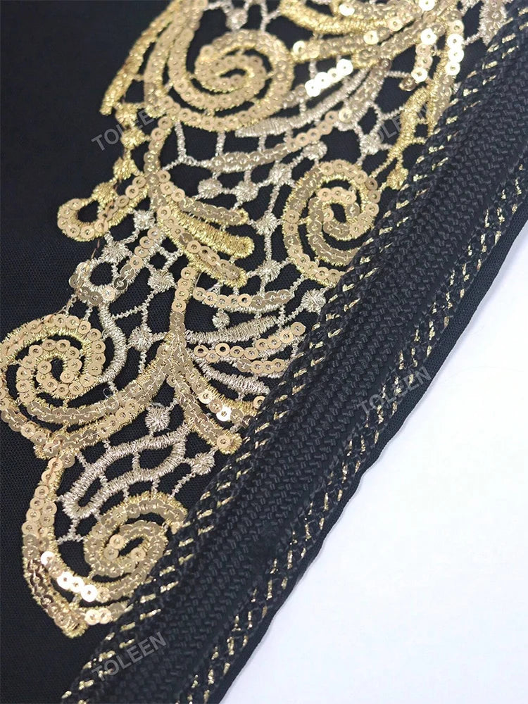 Women's Plus Size Elegant Sequin Water Soluble Lace Decorated Long Flare Sleeve Coat With Matching Dresses For Spring/Summer