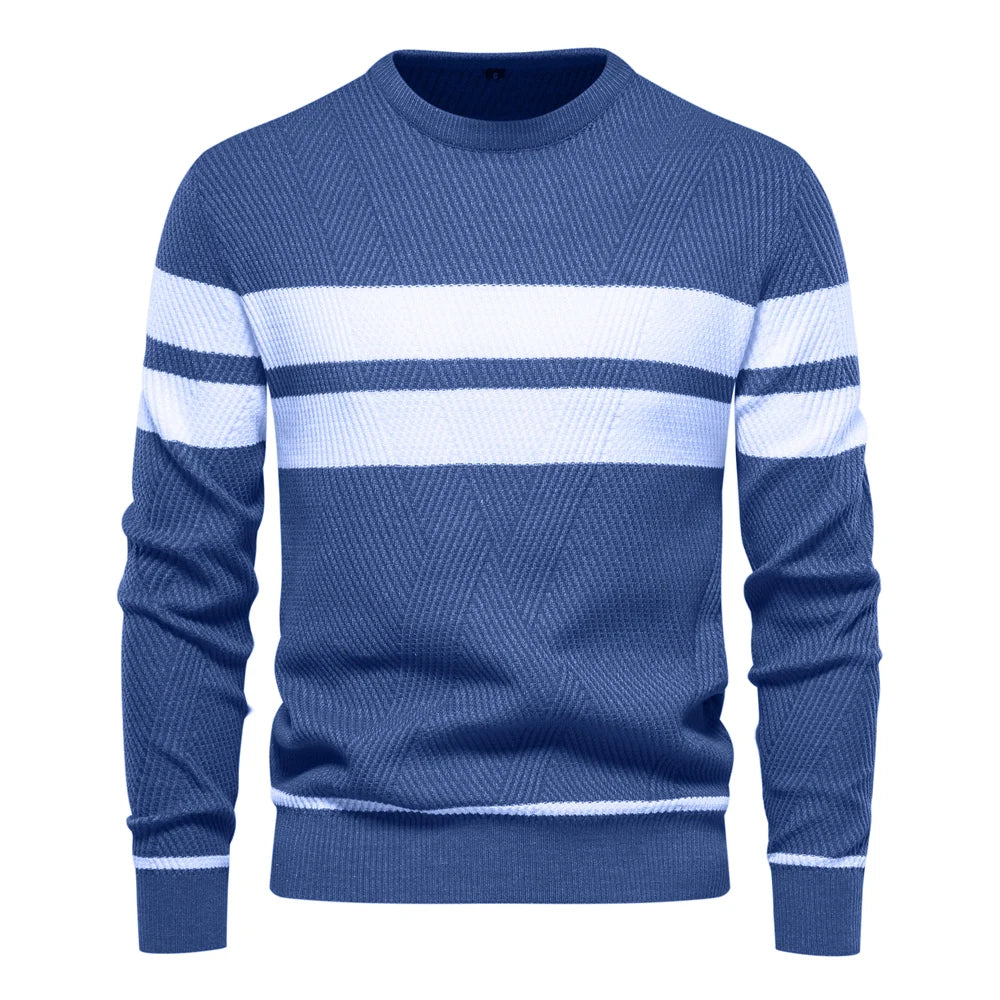 Men's Autumn Pullover Men's Sweater O-neck Patchwork Long Sleeve Warm Slim Sweaters Casual Fashion Sweater For Men