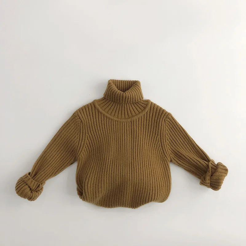 Kids Sweaters Turtleneck Boys Pullovers Vintage Girls Children Knitwear Warm Base Sweater 1-6Y Unisex