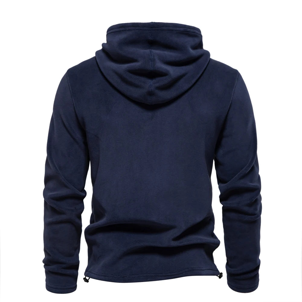 Heren winter effen fleece hoodie van hoge kwaliteit warme casual trekkoord hoed sweatshirt zachte shell hoodies voor heren