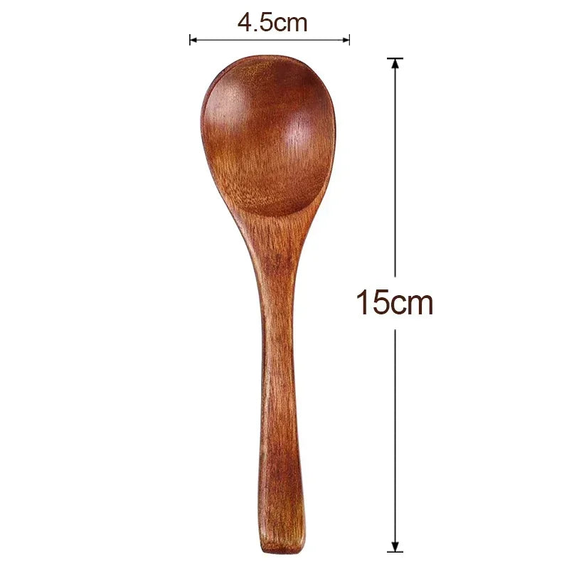 1/10Pcs Wood Soup Spoons Long Handle Coffee Milk Teaspoon Sugar Spice Condiment Scoops Kitchen Tableware Tools Wooden Spoon