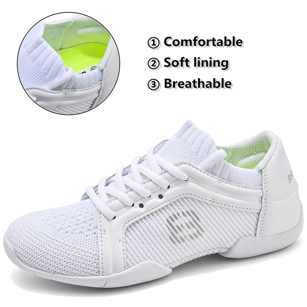 Girls White Cheerleading Shoes Lightweight Youth Cheer Competition Sneakers kids Breathable Training Dance Tennis Shoes
