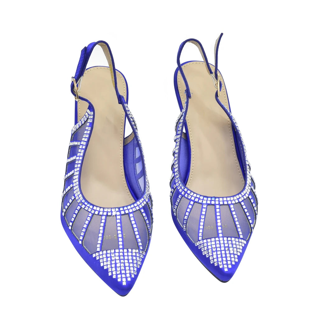 2025 Italian Shoes and Bags Matching Set Decorated with Rhinestone Plus Size Heels