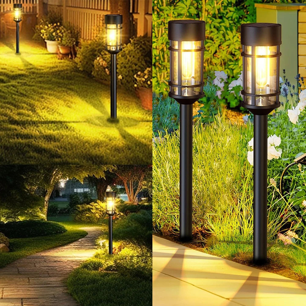2 stuks waterdichte, op zonne-energie werkende padverlichting voor oprit, tuin, gazon, patio en decoratie.