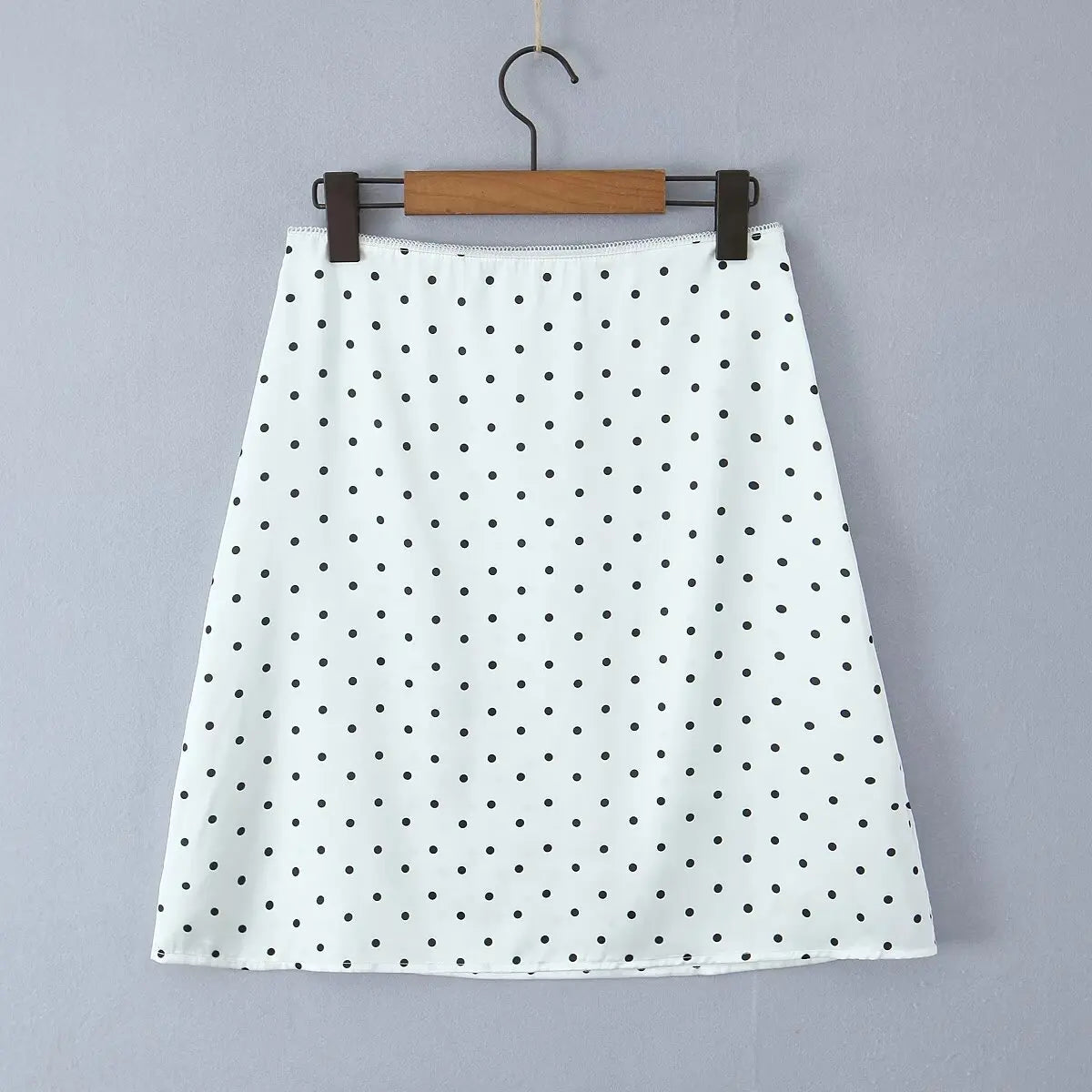 2025 Women Vintage Black White Polka Dot A-line Knee Length Skirt Sexy Low Waist Holiday Summer Skirts