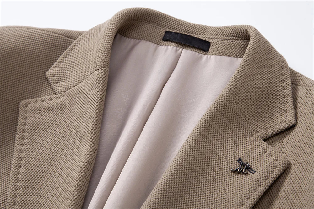 Men's Single Breasted Blazer Solid Colour Autumn Winter Slim Fit Business Casual Suit Jacket Male Blazer with Pocket