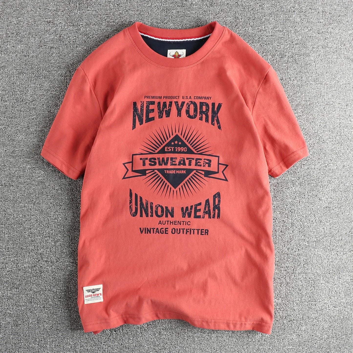 2025 Zomer Nieuw Amerikaans Retro Korte Mouw O-hals Letter Gedrukt T-shirt Herenmode 100% Katoen Gewassen Casual Jeugd Tops