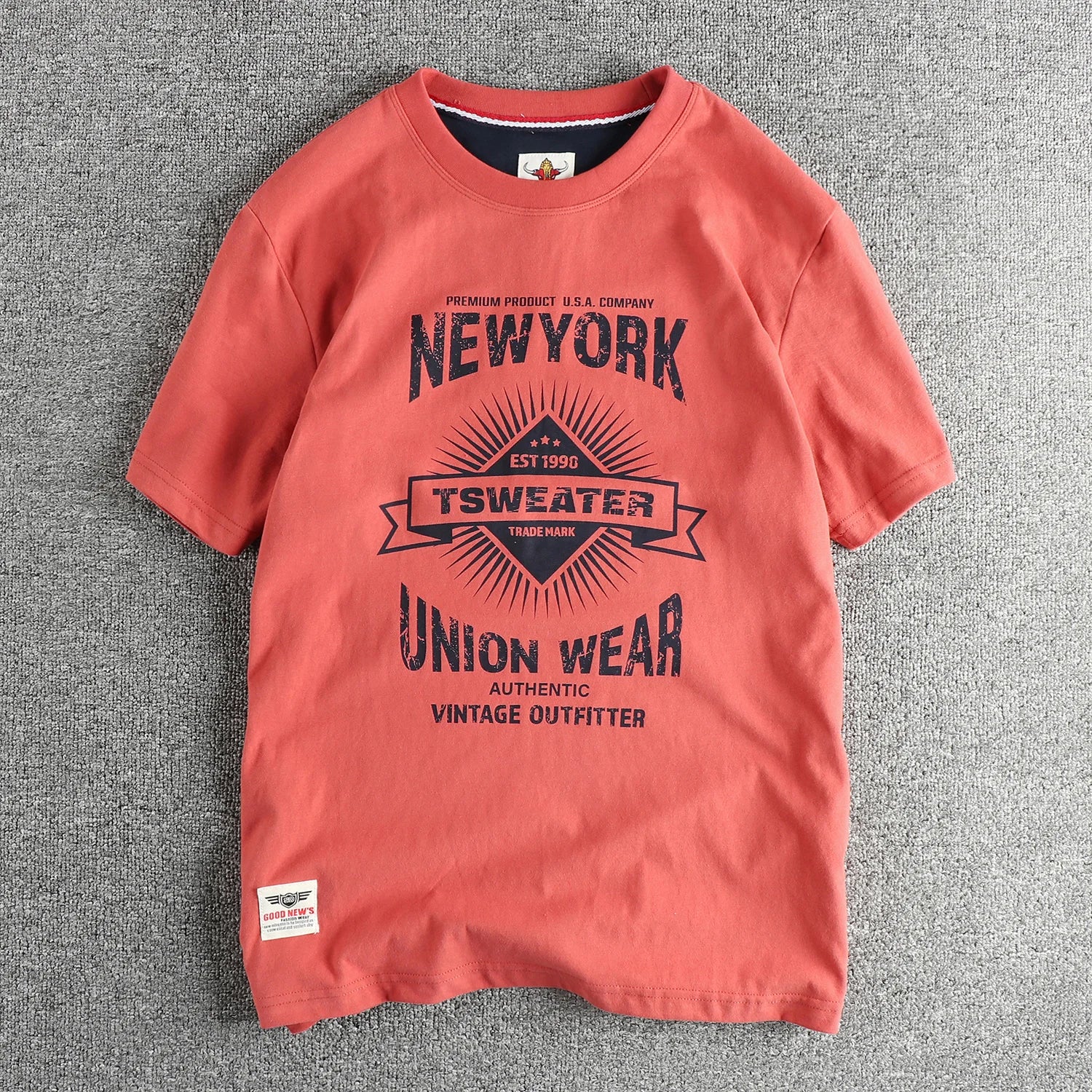 2025 Summer New American Retro Short Sleeve O-neck Letter Printed T-shirt Men's Fashion 100% Cotton Washed Casual Youth Tops