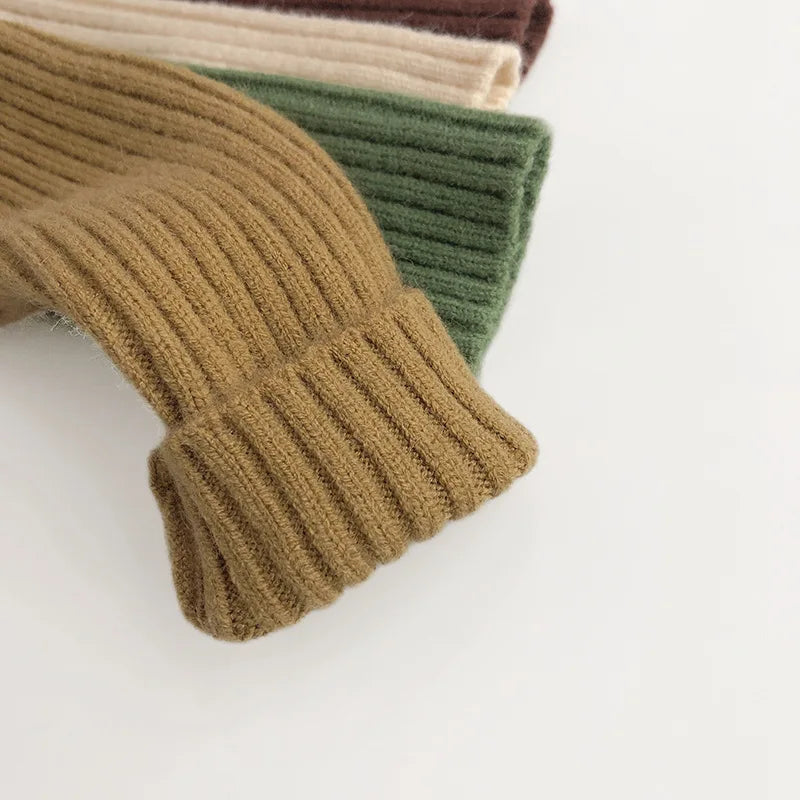 Kids Sweaters Turtleneck Boys Pullovers Vintage Girls Children Knitwear Warm Base Sweater 1-6Y Unisex