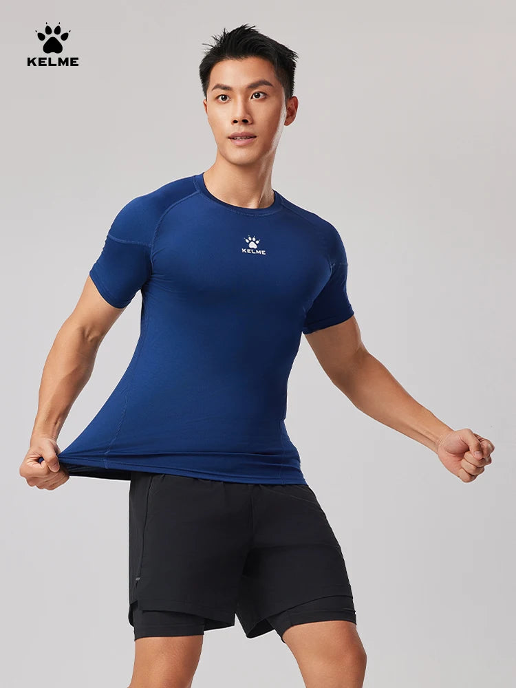 Fitness T-shirt Men's High Elasticity Breathable Tight Clothes Round Neck Basketball Running Training Short Sleeves
