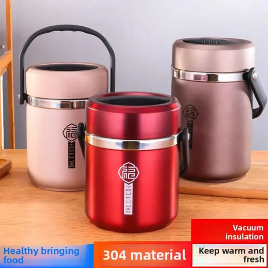 6 Stunden Thermo-Vakuum-Lunchbox 304 Edelstahl Isolierter Lebensmittelbehälter für Arbeiter und Erwachsene Großes Picknick-Studenten-Bento-Box-Set