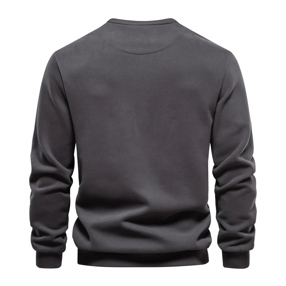Men's Zipper Pocket Cotton Blend Sweatshirt For Casual Sport Pullover Men's Sweatshirts