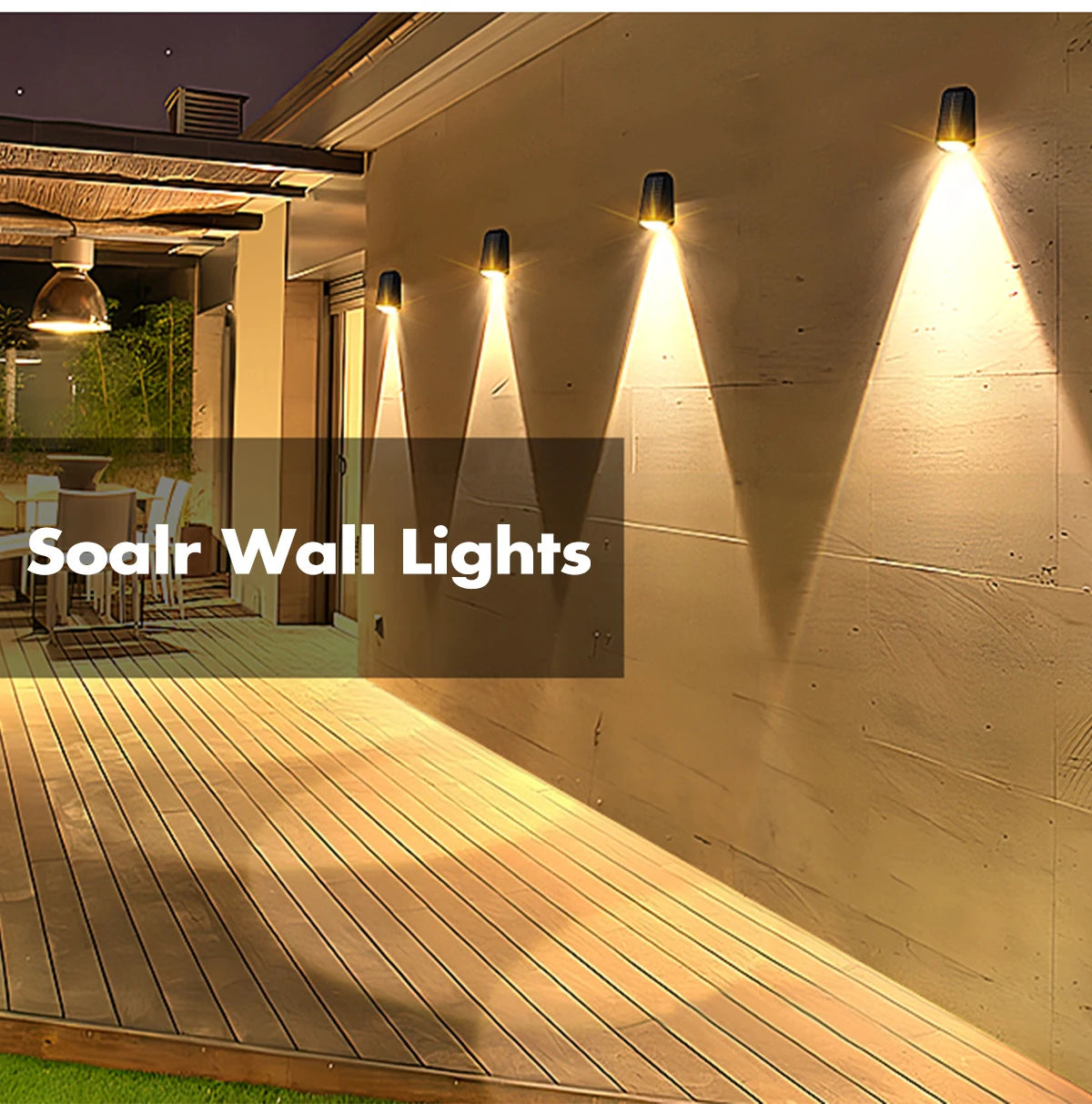 Solar Fence Lights Outdoor Waterproof Solar Deck Lights with Warm White RGB LED Spot Lens Decorative Solar Powered Wall Lights