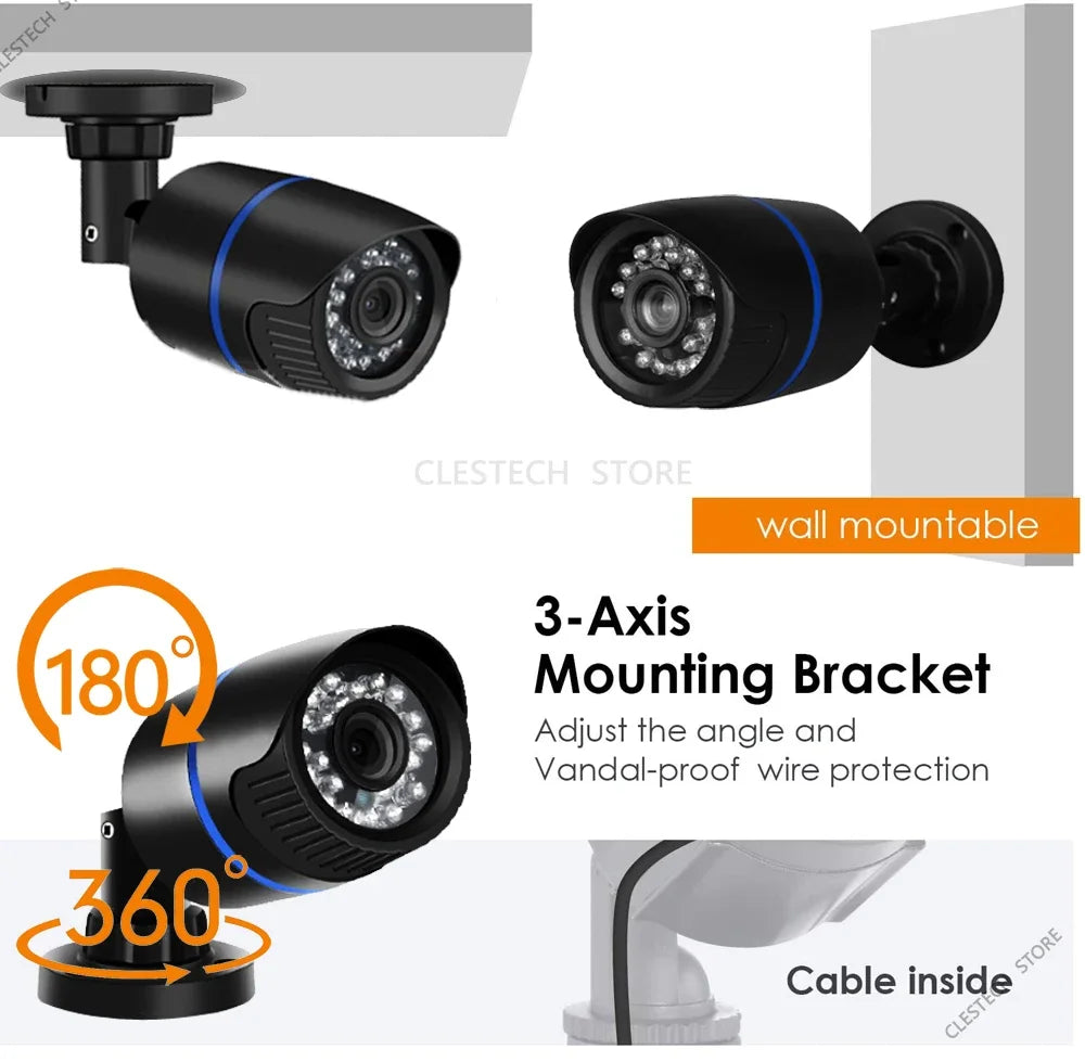 AHD CCTV Camera 3000TVL 1080P 2MP Full HD ALL Brand OK Outdoor Waterproof IP66 Night Vision Mini Surveillance With Bracket