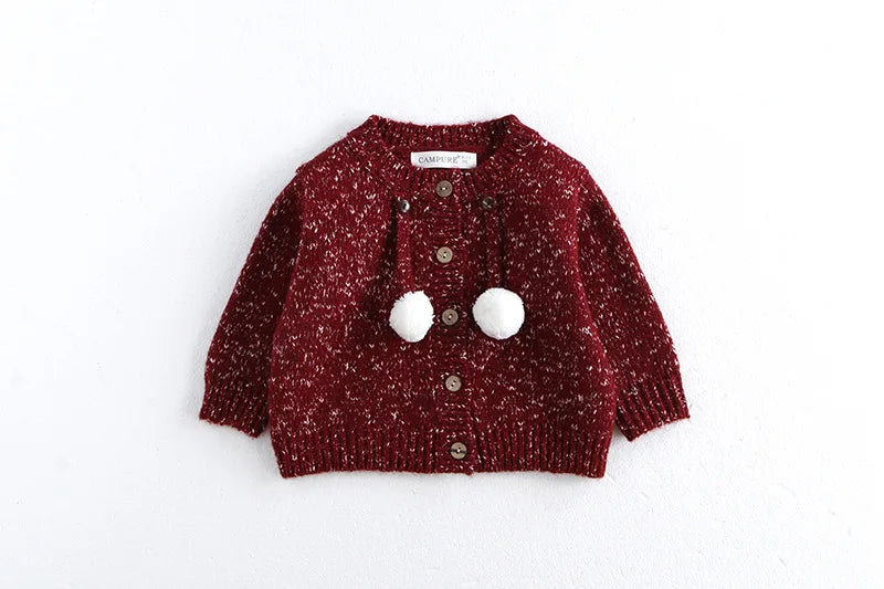 New Year Fashion Knitwear Children's Sweater Boys Loose Cardigans Coat Autumn Winter Girls Knitted Retro Outwear For Kids 0-5Y Unisex