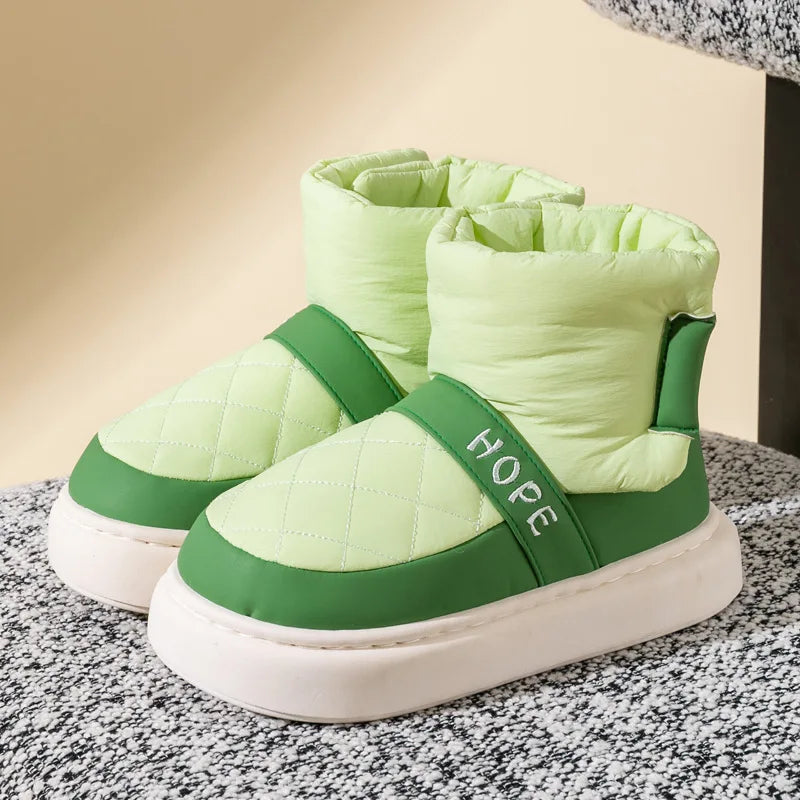 Unisex Snow Boots Ankle Boots PU Leather Winter Shoes Warm Anti-Slip Thick Bottom Shoes For Boys & Girls Size 36-41