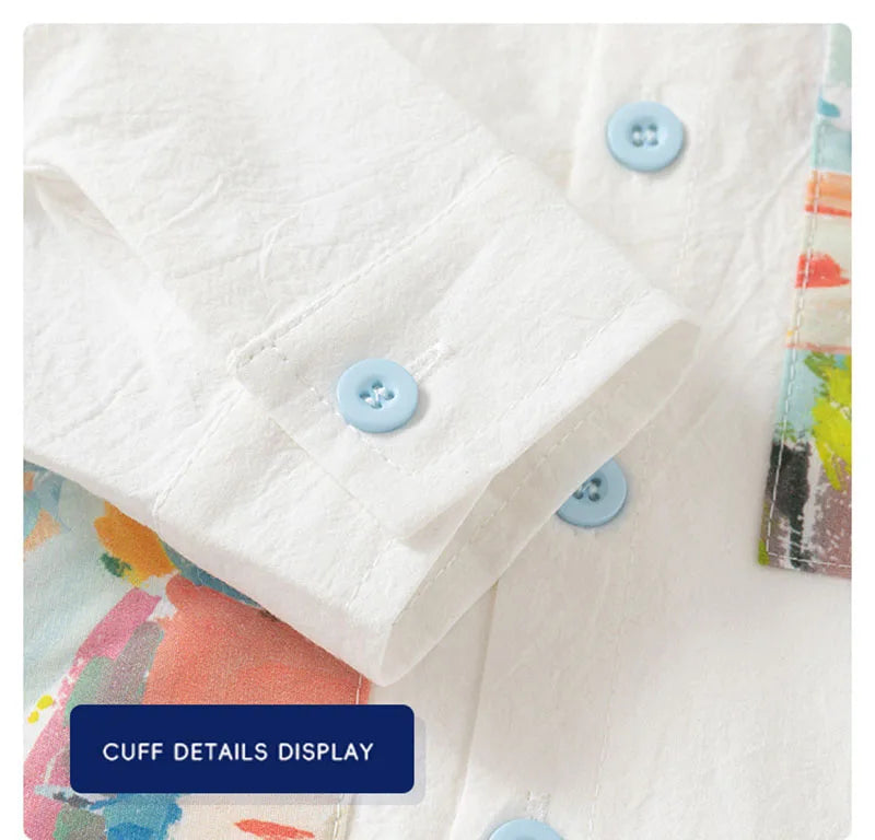 New Autumn Kids Shirt Girls Boys Cute Oil Painting Style Blouse Children Simplicity Long Sleeves Tops 2-6T Unisex