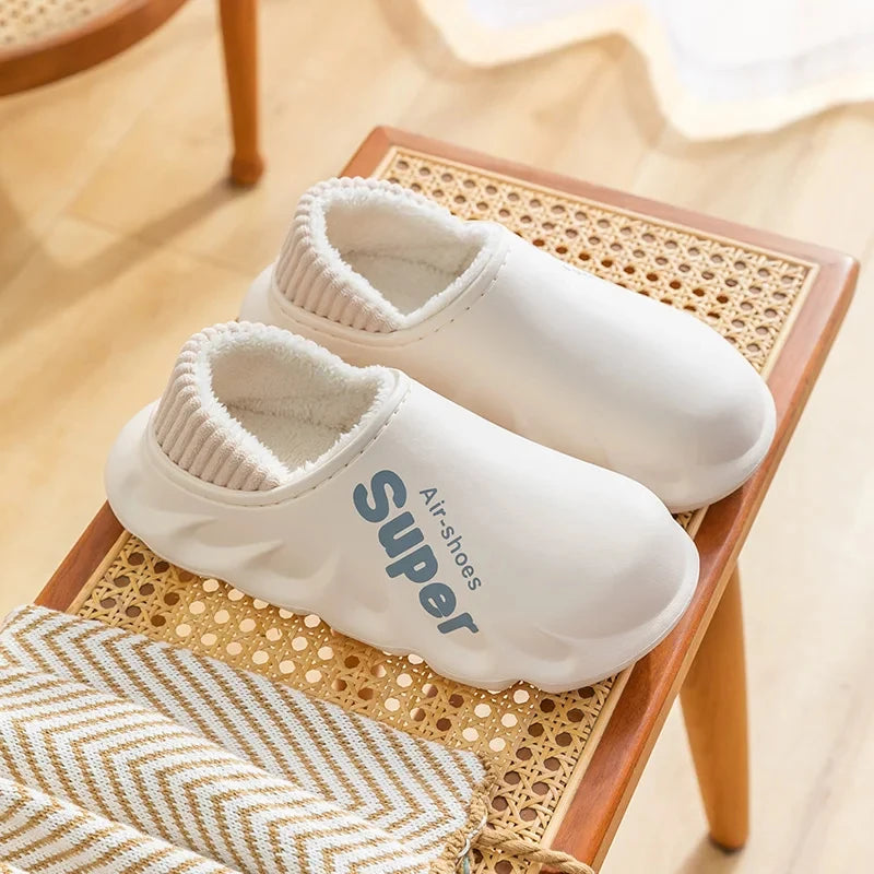 Unisex Winter Plush Sport Slippers Outdoor Waterproof Home Warm Fuzzy Slippers Suitable As Garden Shoes For Men & Women
