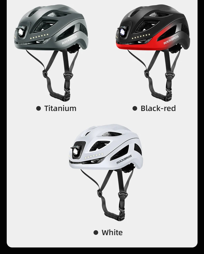 Cycling Light Helmet Type-C Charging Electric Bicycle Helmet Front Light Rear Light Warning Lamp Safety MTB Bike Helmet
