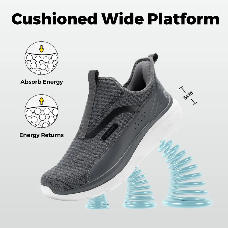 FitVille Men’s Extra Wide Slip-On Walking Shoes – Lightweight High Rebound Comfort Trainers for Everyday Wear