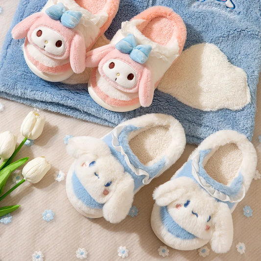 Kids' Slippers House Shoes Kuromi Cartoon  Winter Shoes Warm Anti-Slip Soft Bottom Shoes For Girls Size 24-41