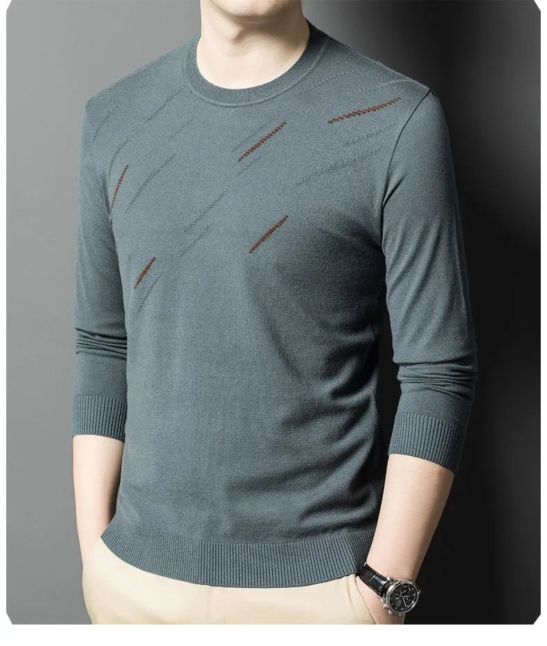 Men's High-End Woollen Designer Knitted Pullover Sweater, Casual Graphic Trendy Korean Brand, and Male Jumpers