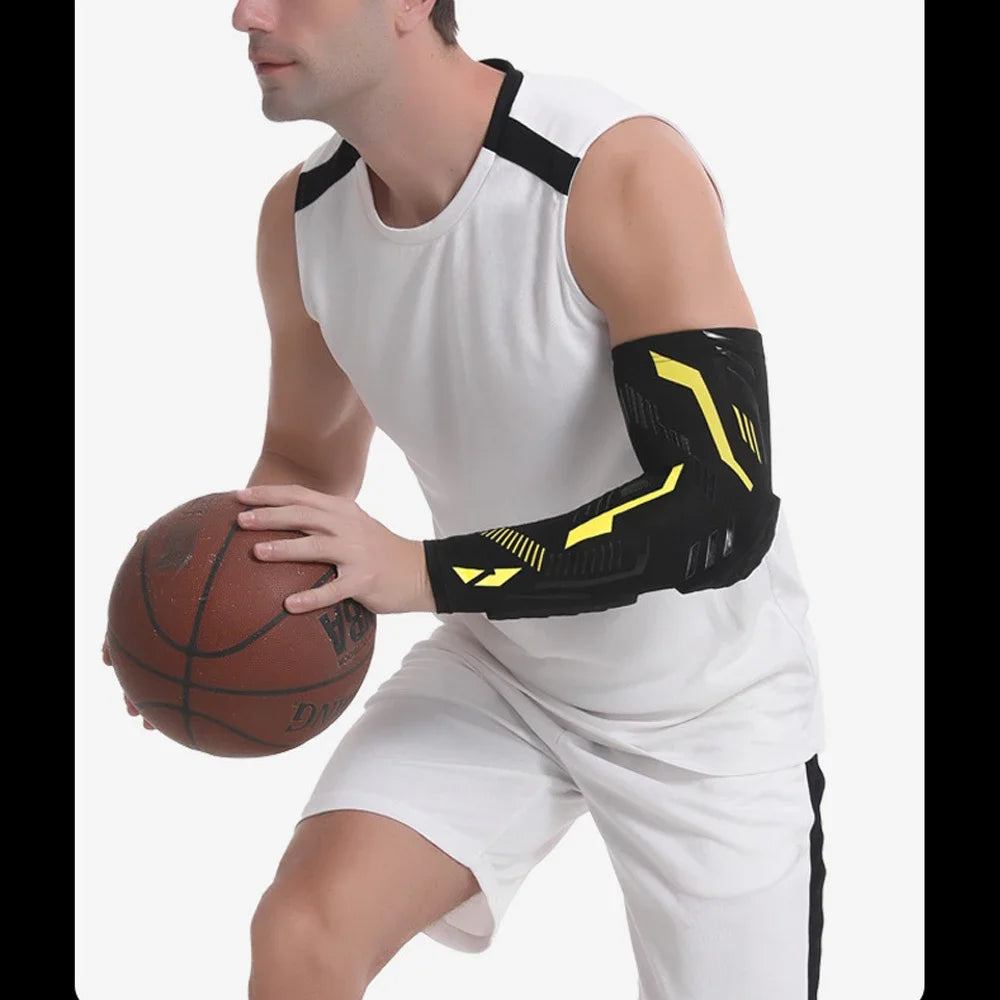 Sports Anti-Collision Padded Arm Sleeves For Protection of Elbow and Forearm During Sports - Honeycomb Pads For Men & Women